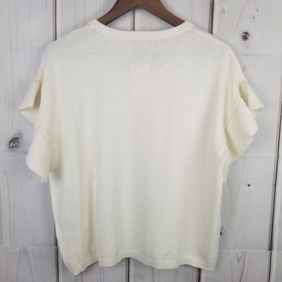 NWT Madewell Ruffle Sleeve Sweater Tee Ivory - Picture 5 of 7